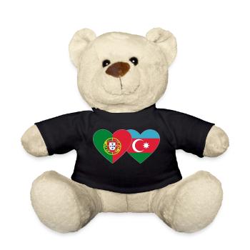 Portugal Azerbaijan Flag Heart - Teddy Bear - black - Front