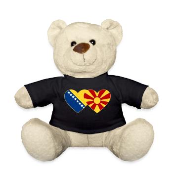 Bosnia Macedonia Flag Heart - Teddy Bear - black - Front
