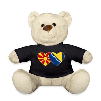 Mazedonien Bosnien Flagge Herz - Teddy - Schwarz - Vorne