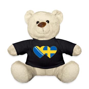 Bosnie Suède Drapeau Coeur - Nounours - noir - Devant