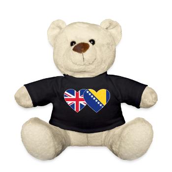 England Bosnia Flag Heart - Teddy Bear - black - Front