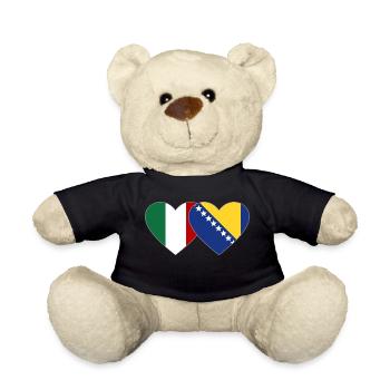 Italie Bosnie Flag Heart - Nounours - noir - Devant