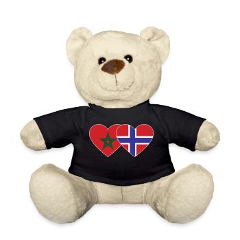 Morocco Norway Flag Heart - Teddy Bear - black - Front