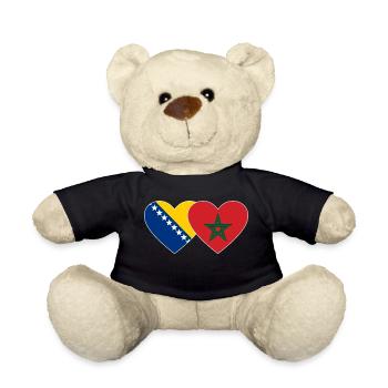 Bosnia Morocco Flag Heart - Teddy Bear - black - Front