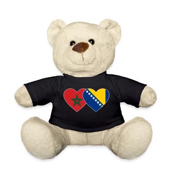 Morocco Bosnia Flag Heart - Teddy Bear - black - Front