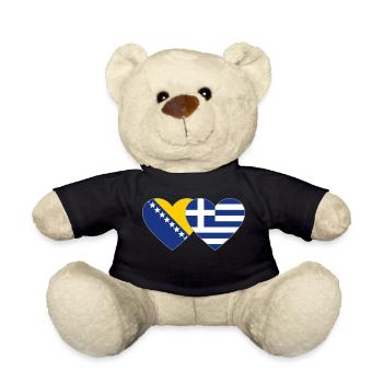 Bosnia Greece Flag Heart - Teddy Bear - black - Front