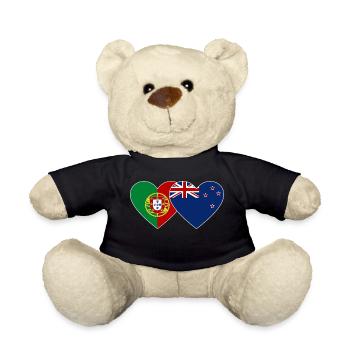 Portugal Neuseeland Flagge Herz - Teddy - Schwarz - Vorne
