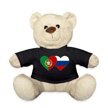 Portugal Russia Flag Heart - Teddy Bear - black - Front