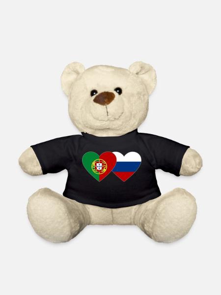 Portugal Russland Flagge Herz - Teddy - Schwarz