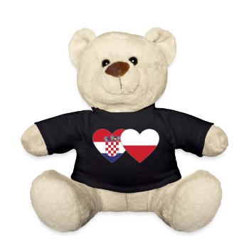 Kroatien Polen Flagge Herz - Teddy - Schwarz - Vorne