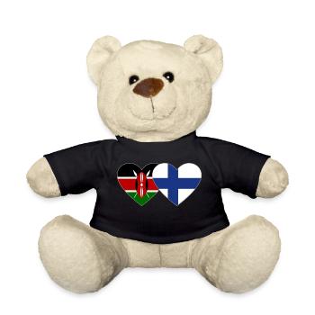 Kenya Finlande Flag Heart - Nounours - noir - Devant