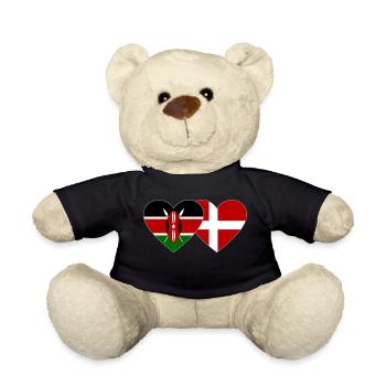 Kenya Danemark Flag Heart - Nounours - noir - Devant