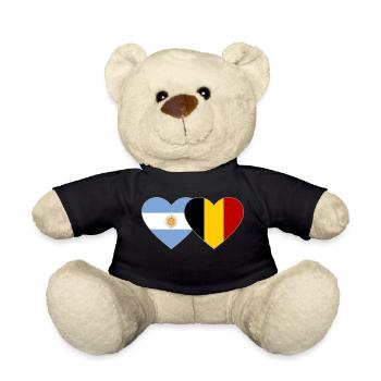 Argentine Belgique Drapeau Coeur - Nounours - noir - Devant