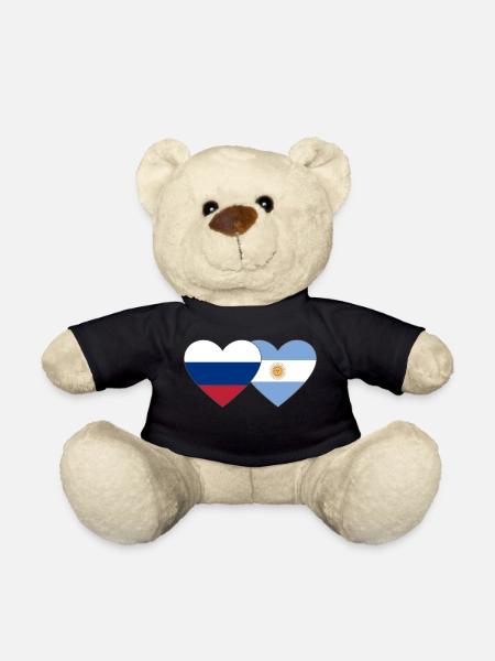Russland Argentinien Flagge Herz - Teddy - Schwarz