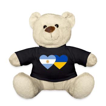 Argentine Ukraine Flag Coeur - Nounours - noir - Devant