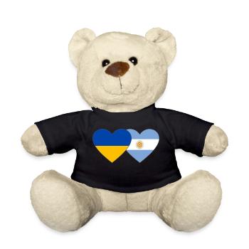 Ukraine Argentine Flag Heart - Nounours - noir - Devant