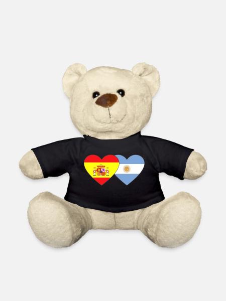 Espagne Argentine Flag Heart - Nounours - noir