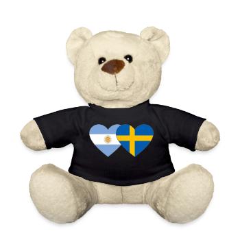 Coeur de drapeau Argentine Suède - Nounours - noir - Devant