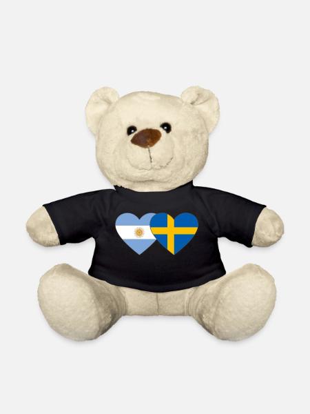 Coeur de drapeau Argentine Suède - Nounours - noir