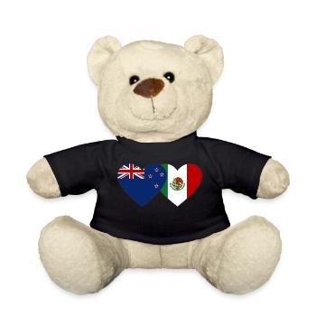 Neuseeland Mexiko Flagge Herz - Teddy - Schwarz - Vorne