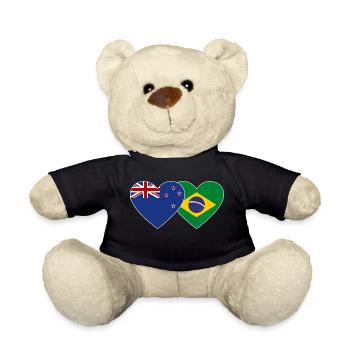 Nouvelle-Zélande Brésil Flag Heart - Nounours - noir - Devant