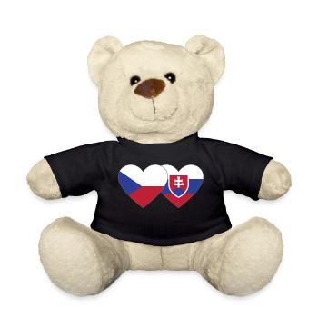 Tschechien Slowakei Flagge Herz - Teddy - Schwarz - Vorne