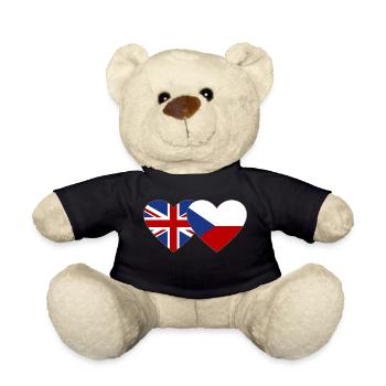Angleterre République tchèque Flag Heart - Nounours - noir - Devant