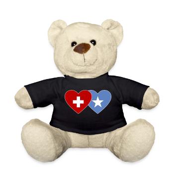 Switzerland Somalia Flag Heart - Teddy Bear - black - Front