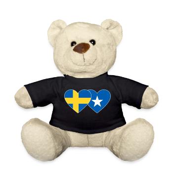 Sweden Somalia Flag Heart - Teddy Bear - black - Front