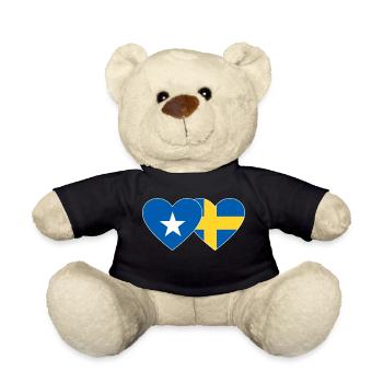 Somalia Sweden Flag Heart - Teddy Bear - black - Front