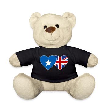 Somalia England Flag Heart - Teddy Bear - black - Front