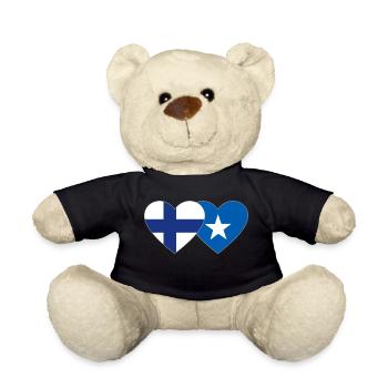 Finland Somalia Flag Heart - Teddy Bear - black - Front