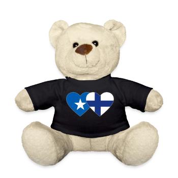 Somalia Finland Flag Heart - Teddy Bear - black - Front