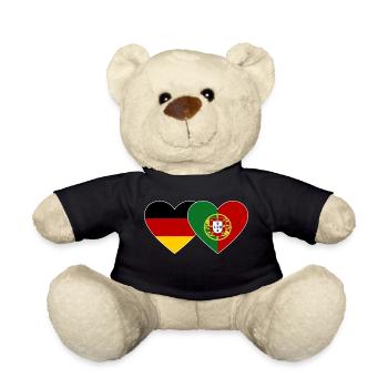 Allemagne Portugal Flag Coeur - Nounours - noir - Devant