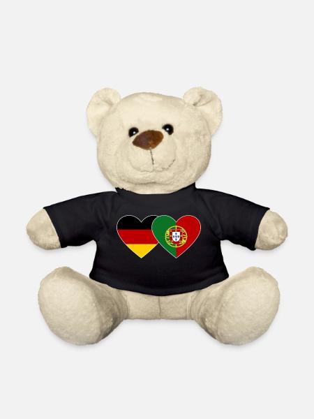 Deutschland Portugal Flagge Herz - Teddy - Schwarz