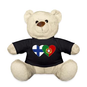 Finnland Portugal Flagge Herz - Teddy - Schwarz - Vorne