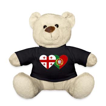 Georgien Portugal Flagge Herz - Teddy - Schwarz - Vorne