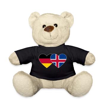 Deutschland Island Flagge Herz - Teddy - Schwarz - Vorne