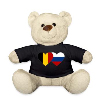 Belgium Russia Flag Heart - Teddy Bear - black - Front