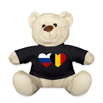 Russia Belgium Flag Heart - Teddy Bear - black - Front