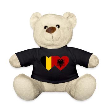 Belgien Albanien Flagge Herz - Teddy - Schwarz - Vorne