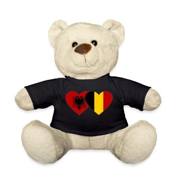 Albanie Belgique Drapeau Coeur - Nounours - noir - Devant