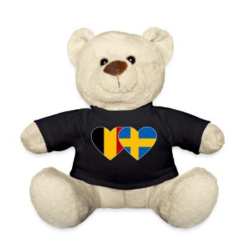 Belgique Suède Flag Coeur - Nounours - noir - Devant