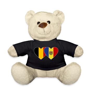 Belgium Moldova Flag Heart - Teddy Bear - black - Front