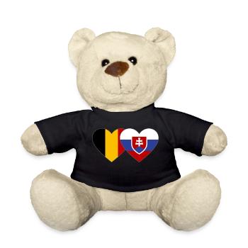 Belgien Slowakei Flagge Herz - Teddy - Schwarz - Vorne