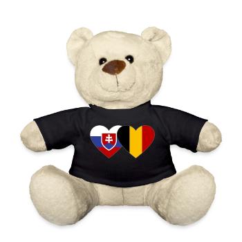 Slowakei Belgien Flagge Herz - Teddy - Schwarz - Vorne