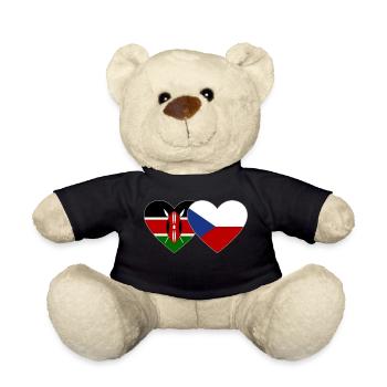 Kenya République tchèque Flag Heart - Nounours - noir - Devant
