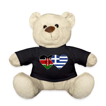 Kenya Grèce Flag Heart - Nounours - noir - Devant