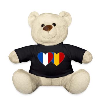 France Romania Flag Heart - Teddy Bear - black - Front
