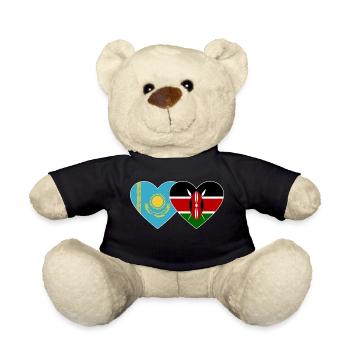Kazakhstan Kenya Flag Heart - Nounours - noir - Devant